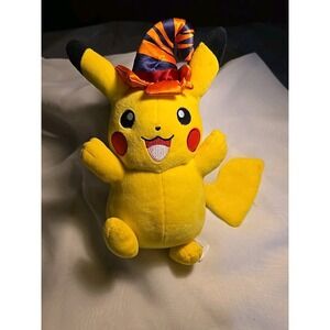 Pikachu Pokemon Halloween Plush Stuffed Animal 10" Pikachu w/ Witch‎ Hat Toy GUC